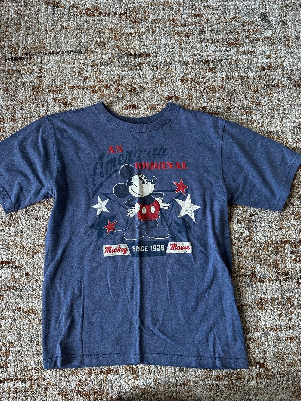 Disney Mickey Mouse Boys' Navy Graphic Tee with Red & White Accents